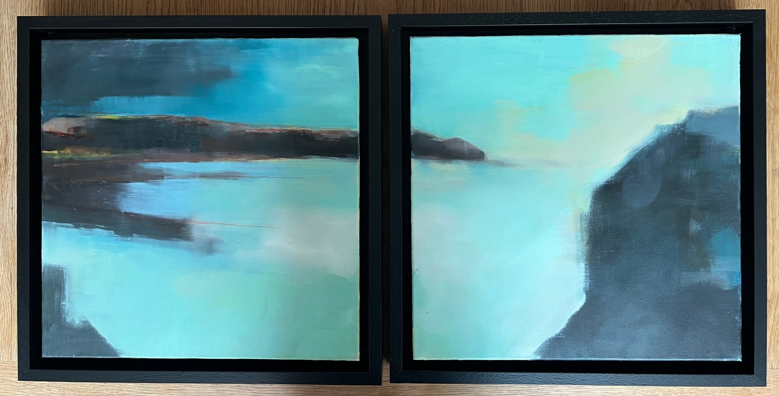 Janet Massey, Misty Shoreline - diptych, 2024