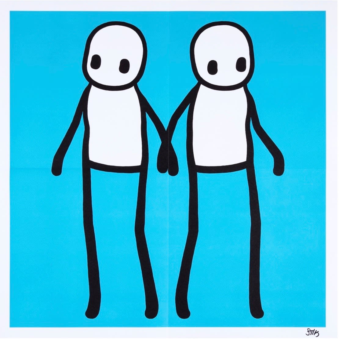 Stik, Stik, Holding Hands, Signed. Blue, 2020