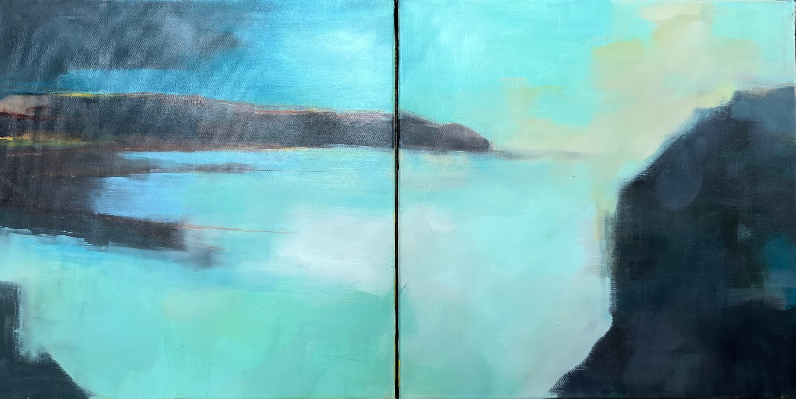 Janet Massey, Misty Shoreline - diptych, 2024