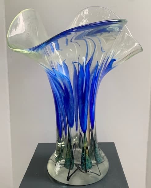 Tim Lotton, Blue Bleeding Heart Free Form Vase