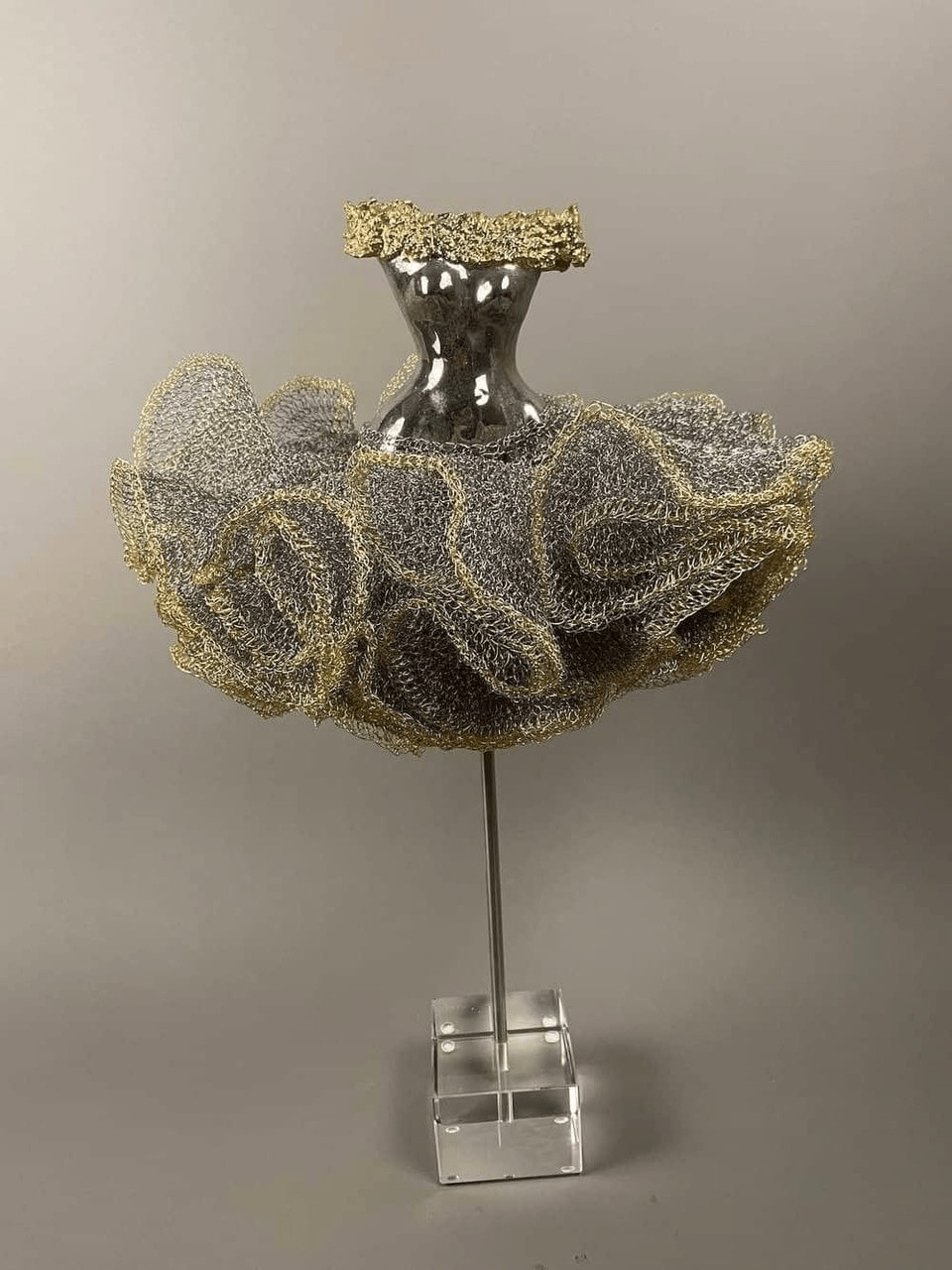 Estella Fransbergen, White Gold Torso w/ Yellow Gold Overglaze, Embellished Shoulders, Crochet with Gold Trim 193529