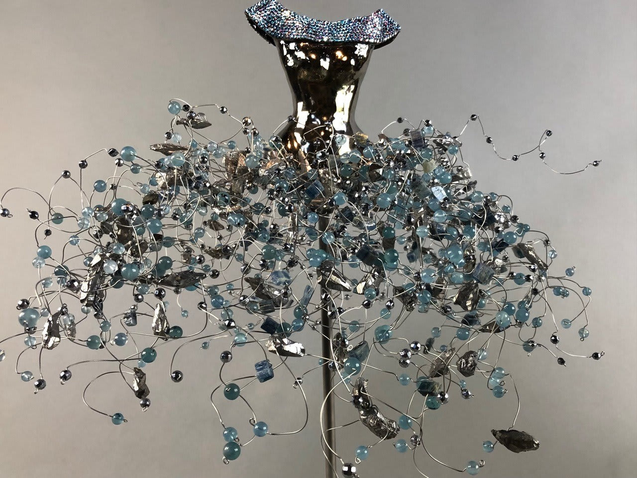 Estella Fransbergen, High Fired Ceramic Torso with Preciosa crystals and semi-precious gemstone skirt