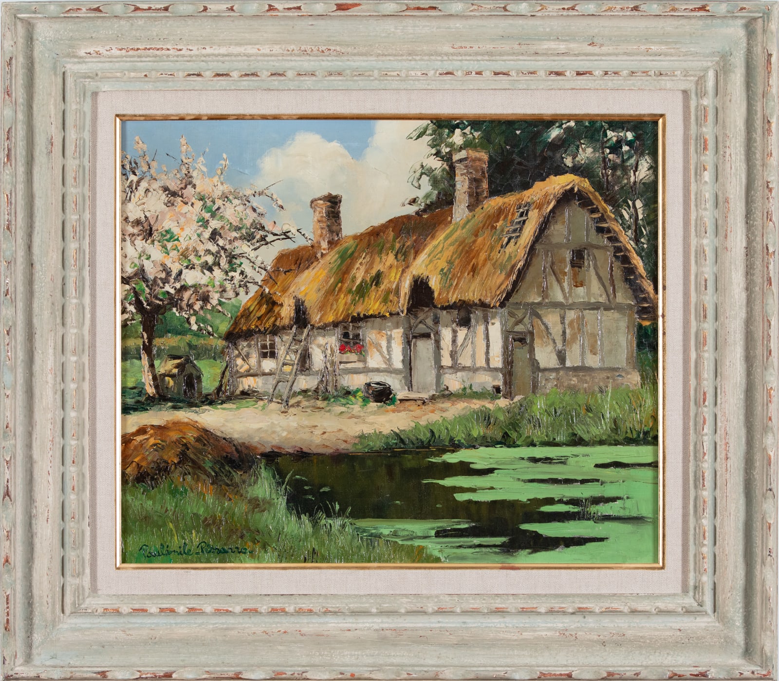 5 Generations of Camille Pissarro, Maison normande au pommier en fleurs