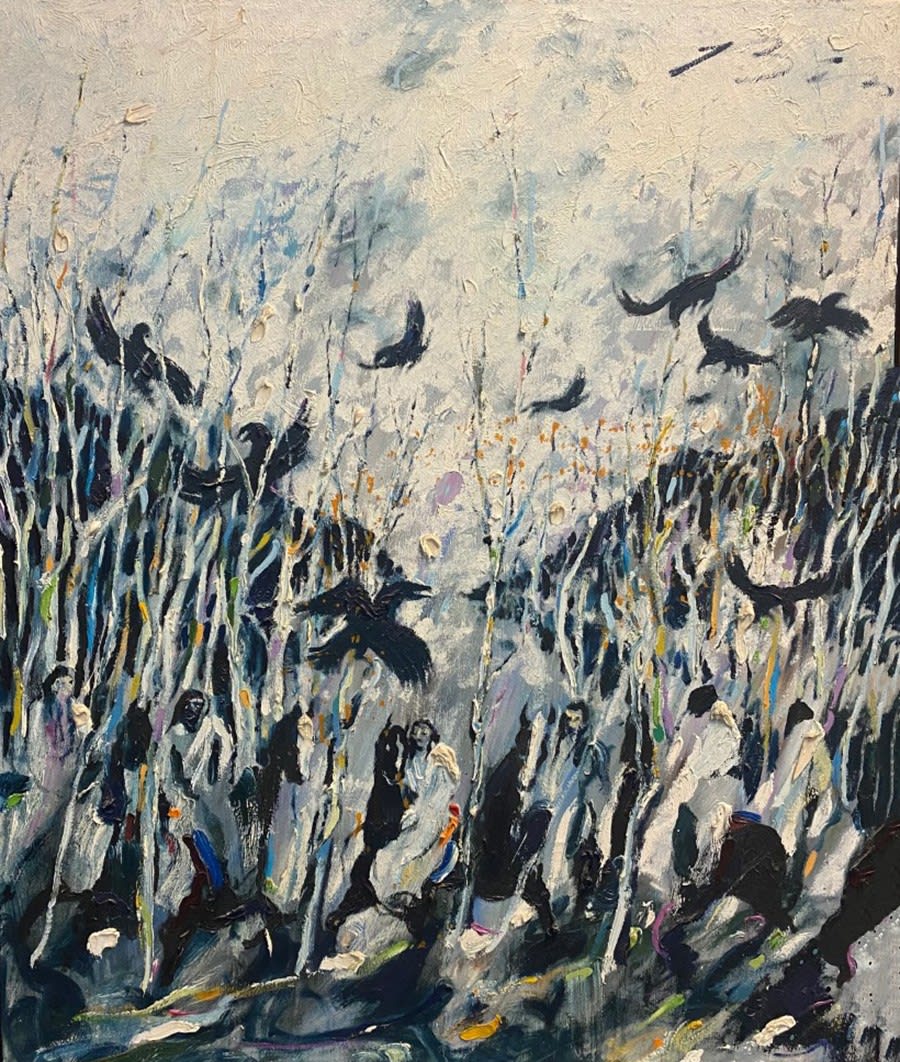 Earl Biss, Sixteen Crows in Grey