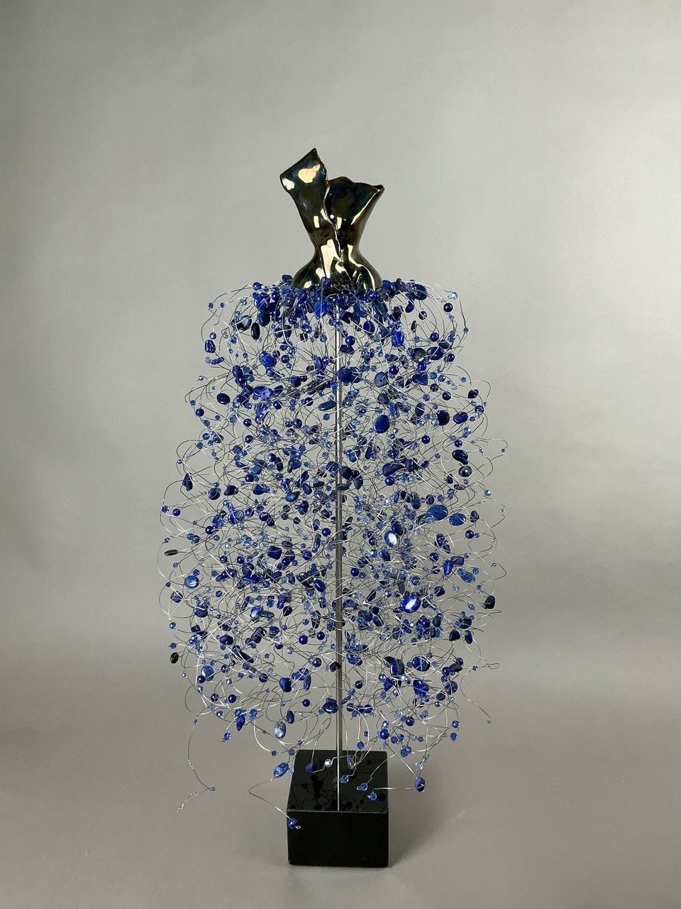 Estella Fransbergen, 193776 High Fired Clay Torso with Lapis & Sapphire Blue European Crystals