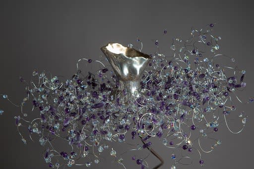 Estella Fransbergen, 193837 Bronze Torso with Silver Rub, Amethyst, Crystal & Amethyst Geode Base