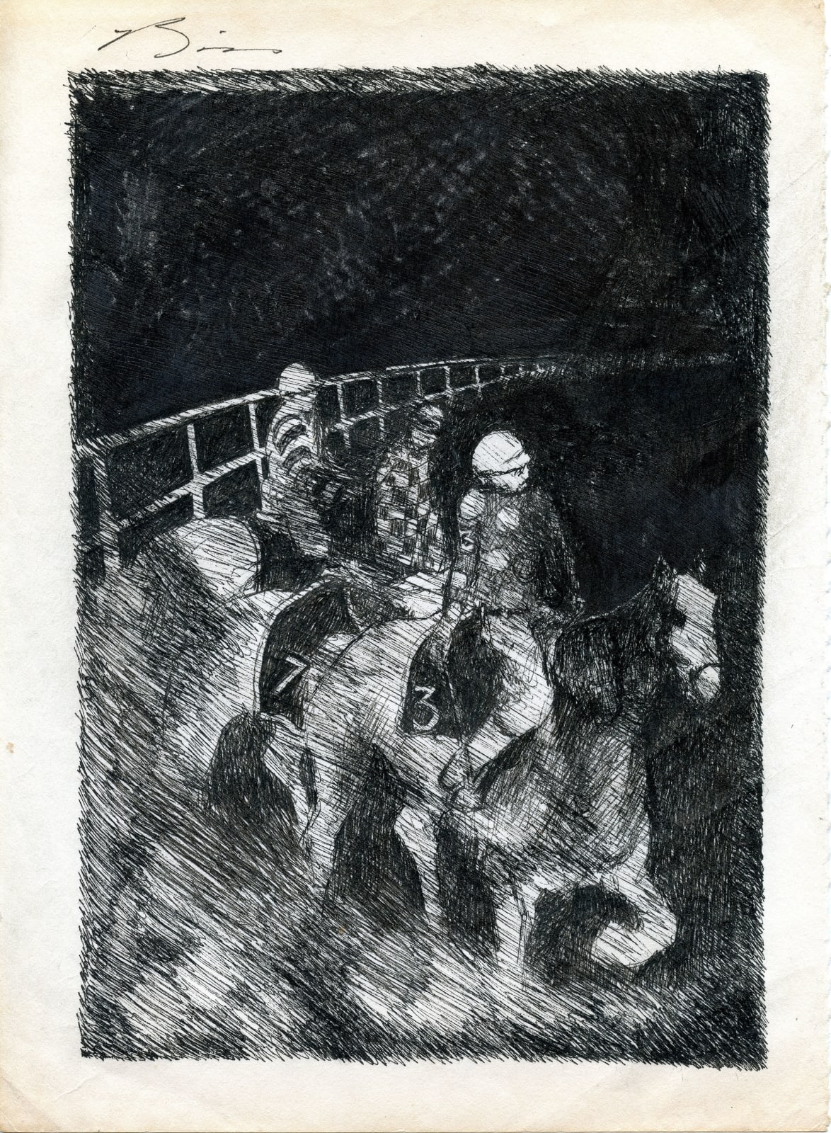 Earl Biss, Jockeys Lining Up EB32