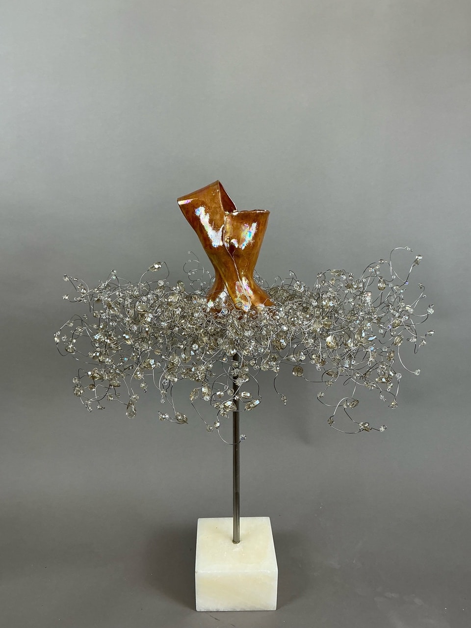 Estella Fransbergen, 193838 Porcelain Torso with Sun Pearl Finish, glass stones & Onyx base