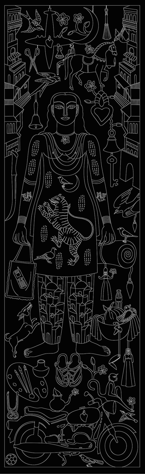 Rekha Rodwittiya, The guarded megalopolis of the feminine heart- Version II, 2014