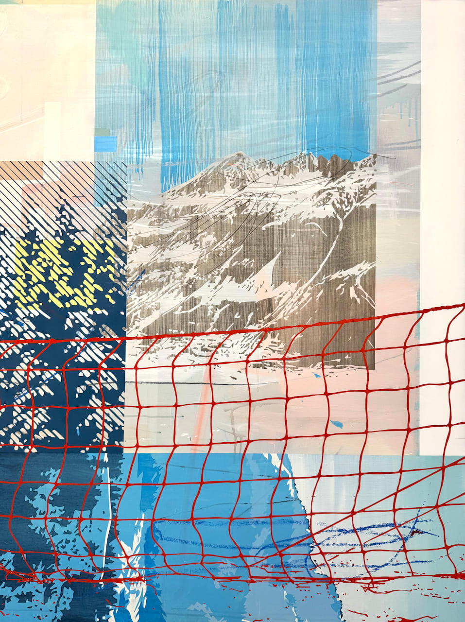 Emily Moore layered painting ski snow