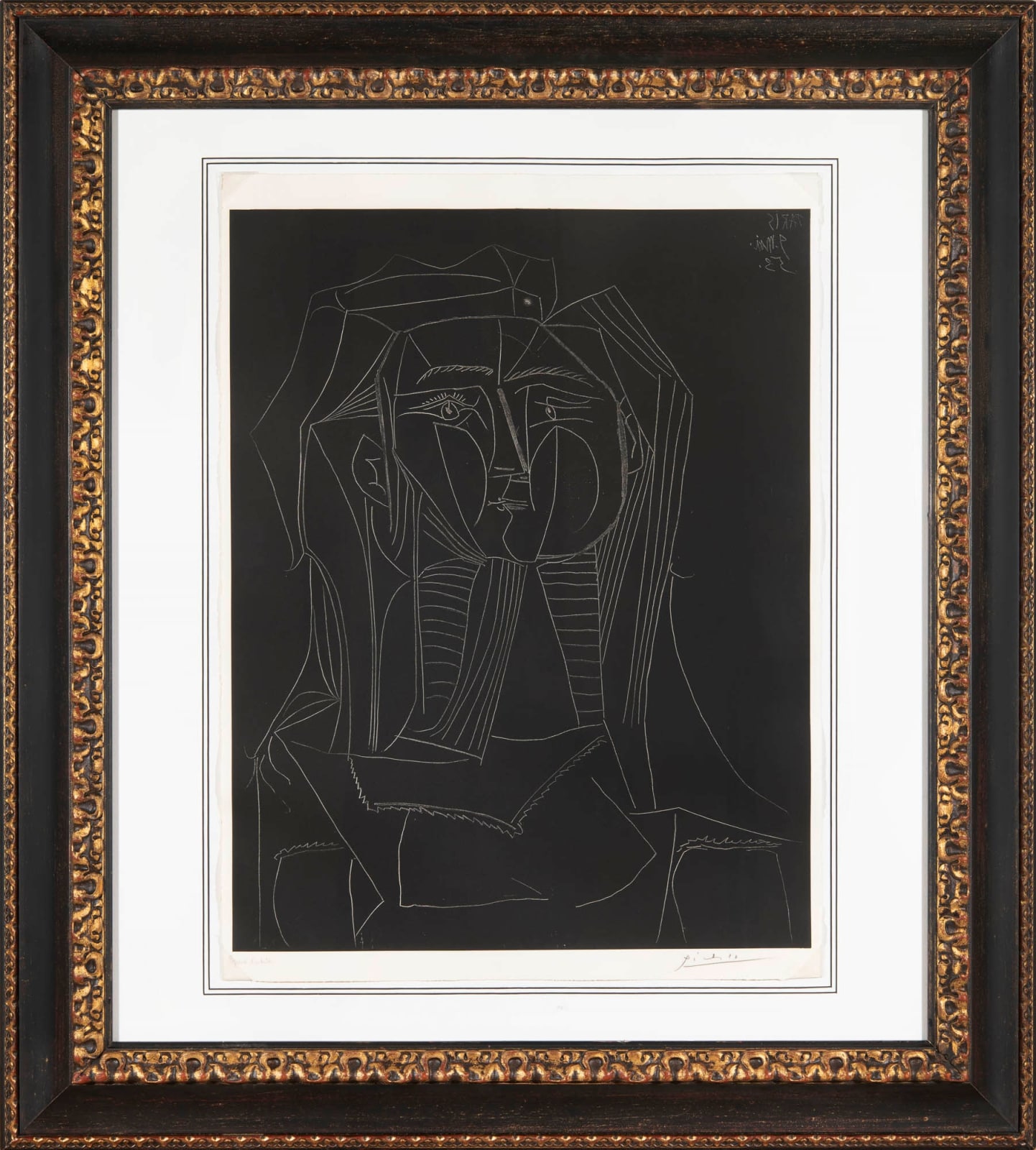 Pablo Picasso, Tete sur Fond Noir (Francois Gilot), 1953