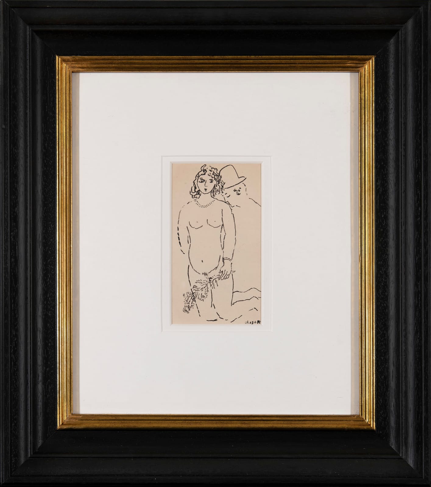 Marc Chagall, Nu agenouillé et son amant au chapeau, c.1935