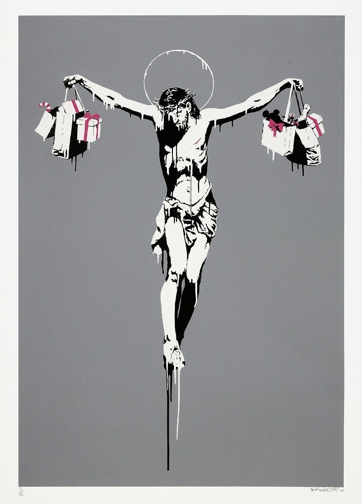 Banksy Christ with Shopping Bags - signed print