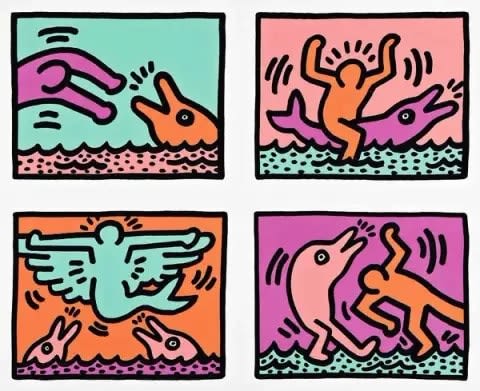 Keith Haring original print for sale Pop Shop Quad V