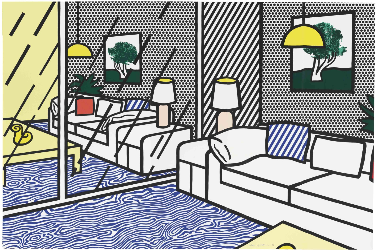 Buy Wallpaper with Blue Floor Interior by Roy Lichtenstein