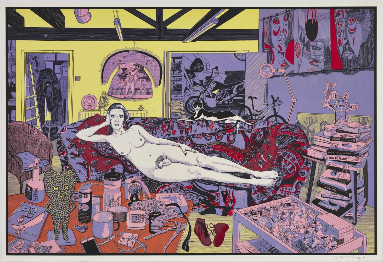Grayson Perrry, Reclining Artist (etching), 2017