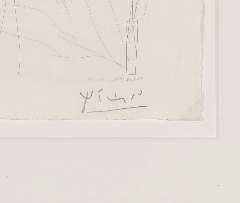 Pablo Picasso, Autoportrait sous trois formes: Pientre Couronne, Sculpteur en buste et Minotaur amoureux Minotaure Caressant une Femme, 1933/1939