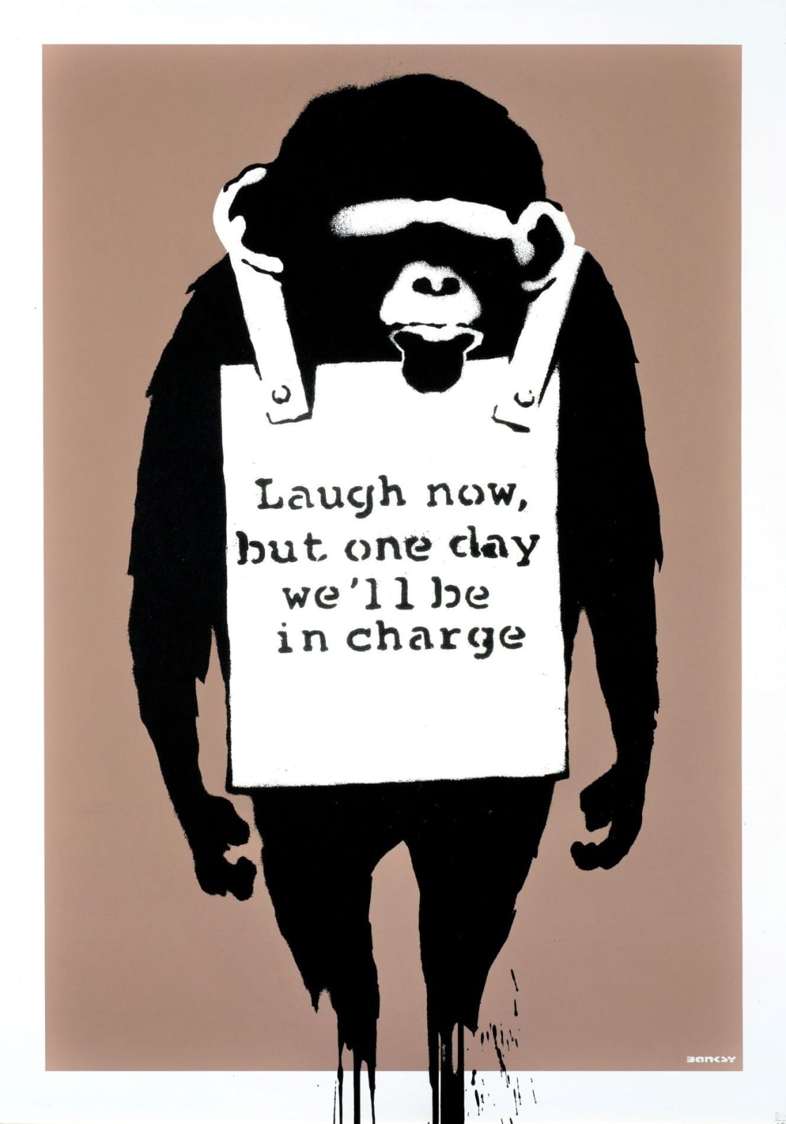 Banksy Laugh Now Monkey - unsigned print