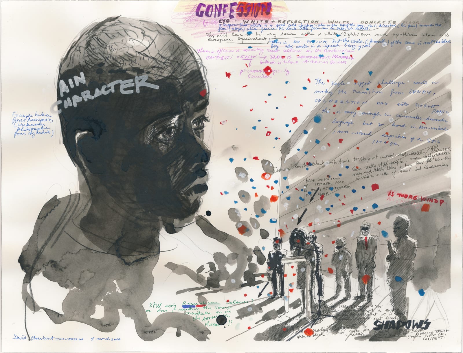 David Claerbout, Confetti Drawing (Confession), 2016