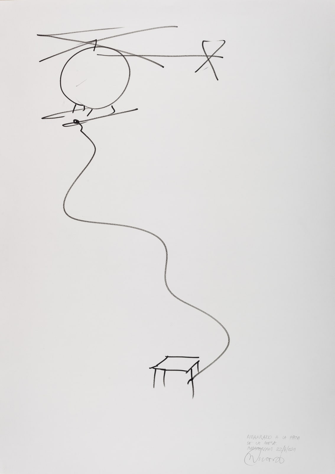 Wilfredo Prieto, Amarrado a la pata de la mesa II, 2011