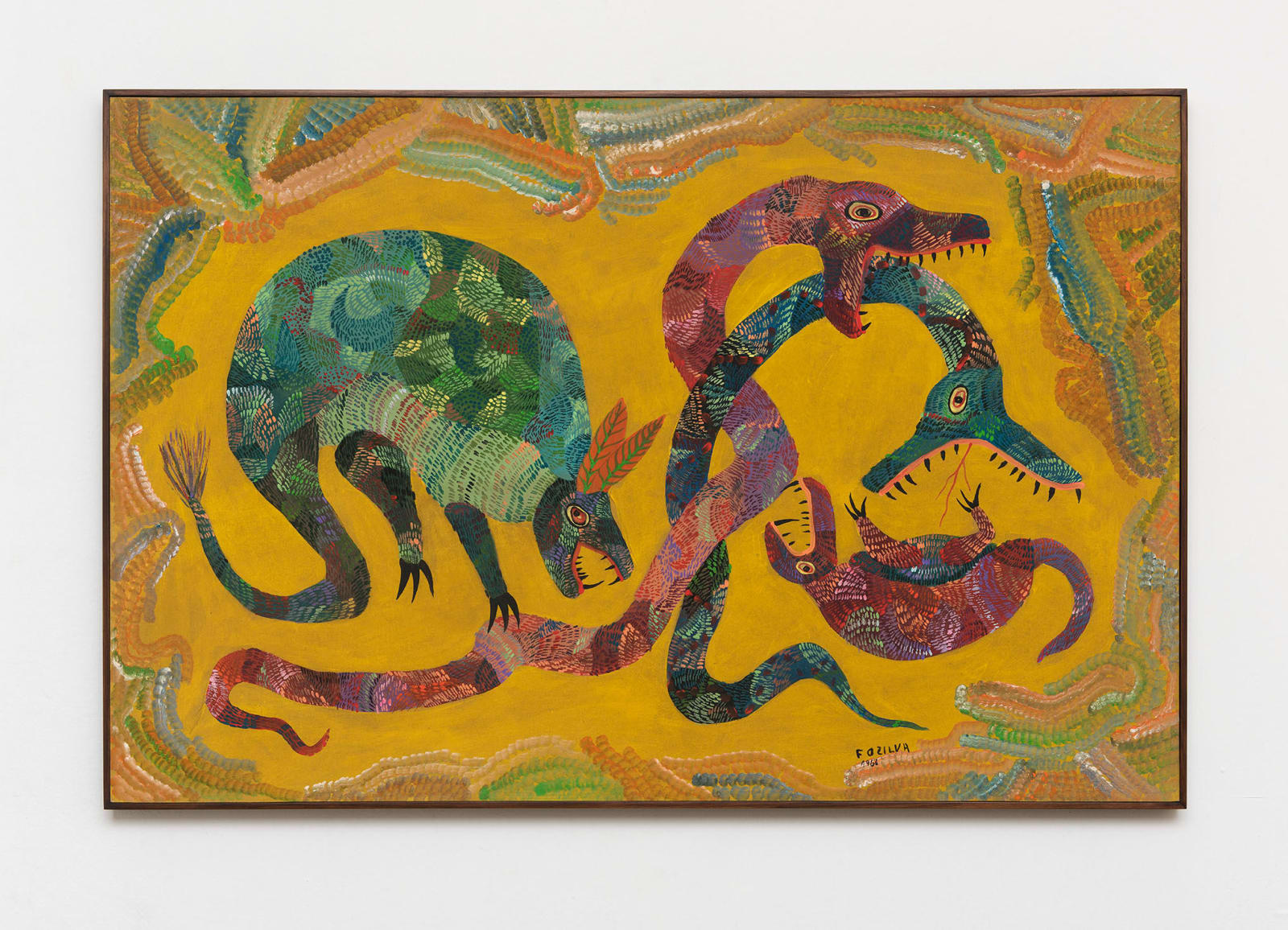 Chico da Silva (Francisco Domingos da Silva), Tatus e serpentes [Armadillos and snakes] | Dragão e bichos [Dragon and animals] | Peixes e bichos do mar [Fish and sea creatures], 1966