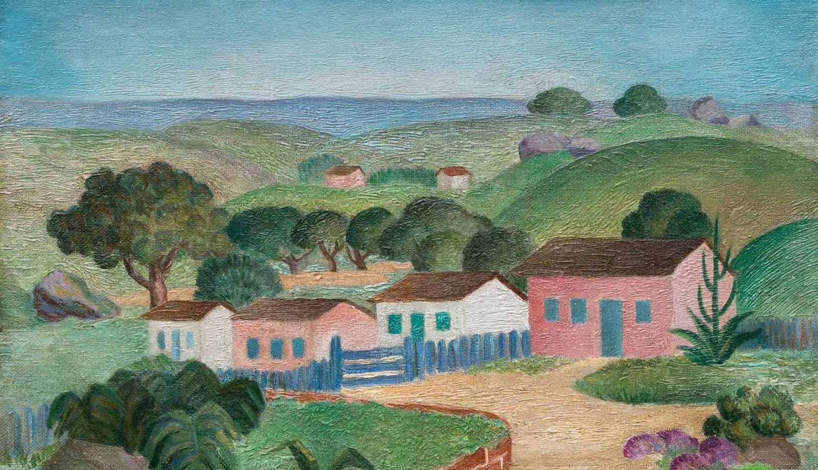 Tarsila do Amaral, Paisagem de fazenda com seis casinhas, circa 1955