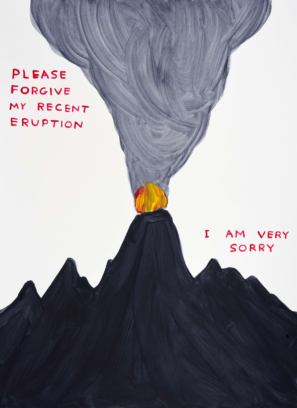 David Shrigley, Untitled (Please forgive my recent eruption), 2023