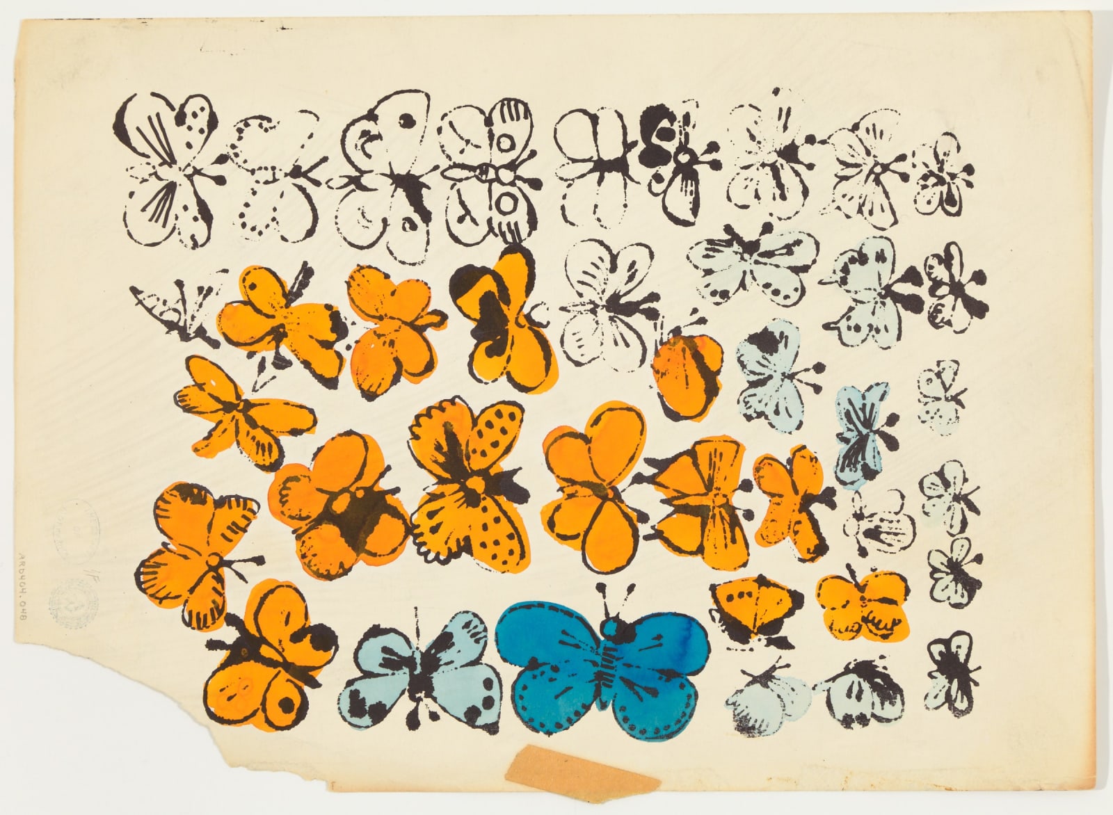 Andy Warhol, Female Head, Flowers and Full Figure, c. 1955