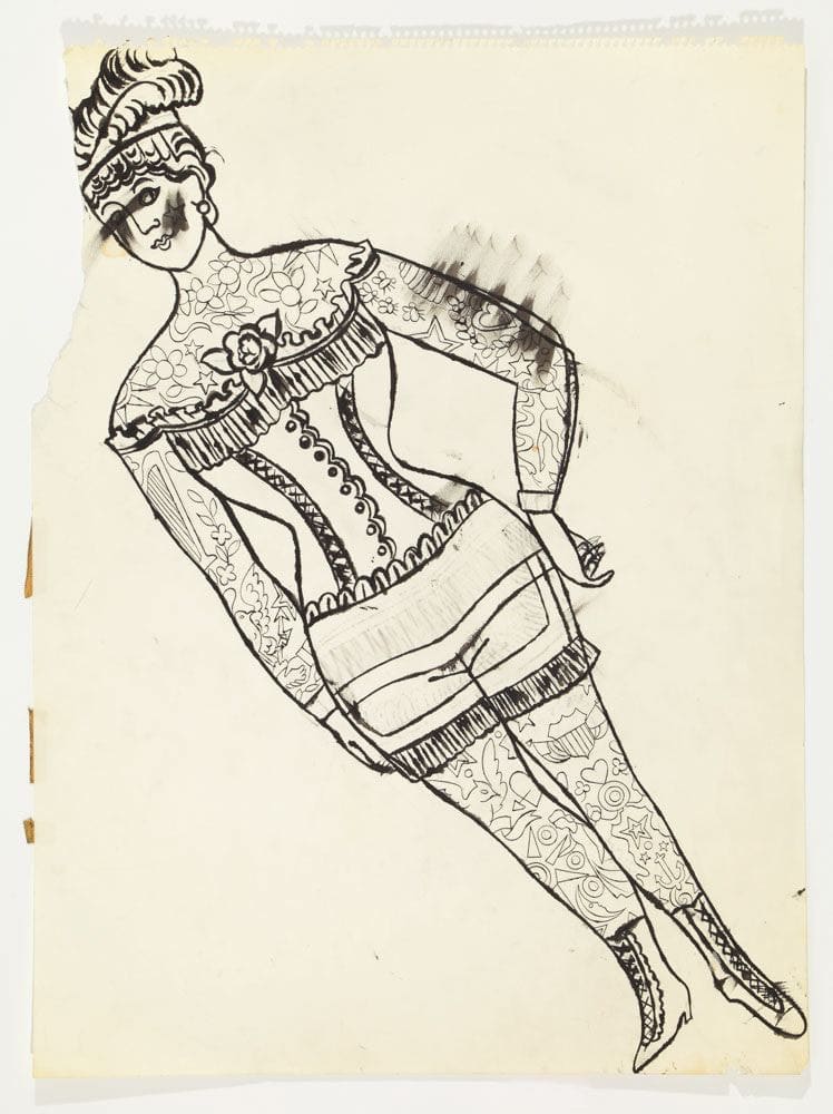 Andy Warhol, Tattooed Female In Girdle, c. 1955