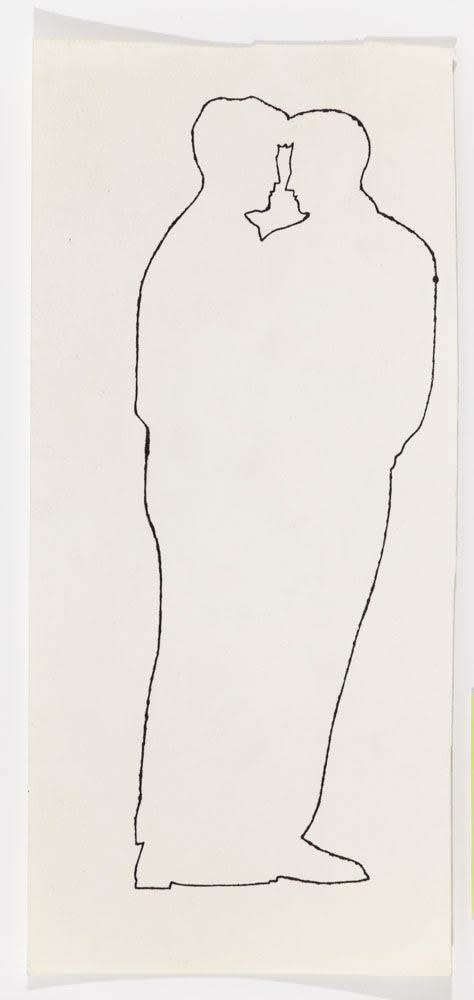Andy Warhol, Two Male Full Figures Embracing, Outline, c. 1953