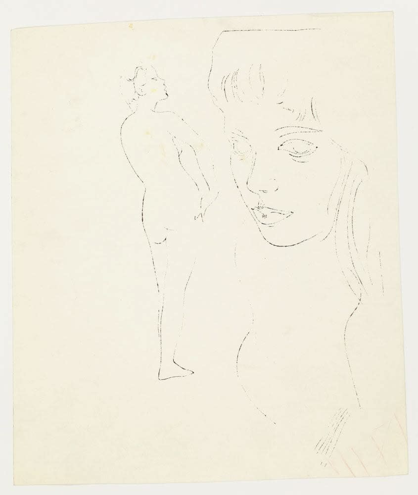 Andy Warhol, Female Head With Full Figure, c. 1955