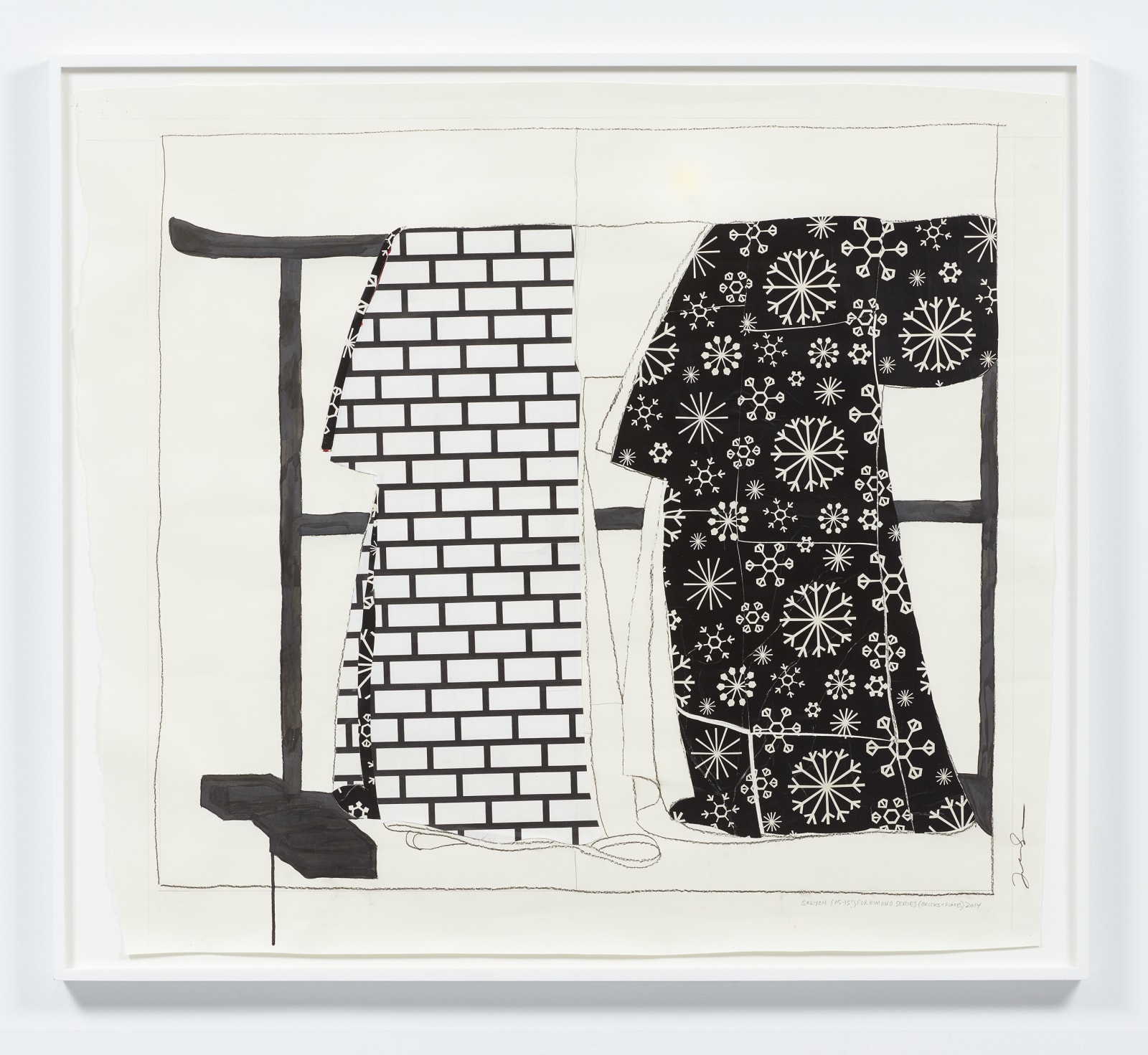 Frances Stark, Bricks and Flakes, rough sketch for a kimono series, 2014