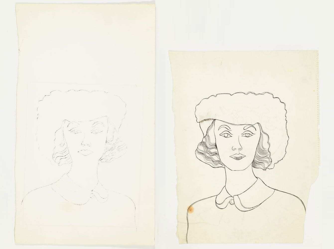 Andy Warhol, Female Head in Flowered Hat, c. 1957 - 1958