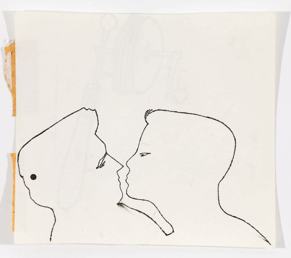 Andy Warhol, Two Male Heads Face to Face, Outline, c. 1952