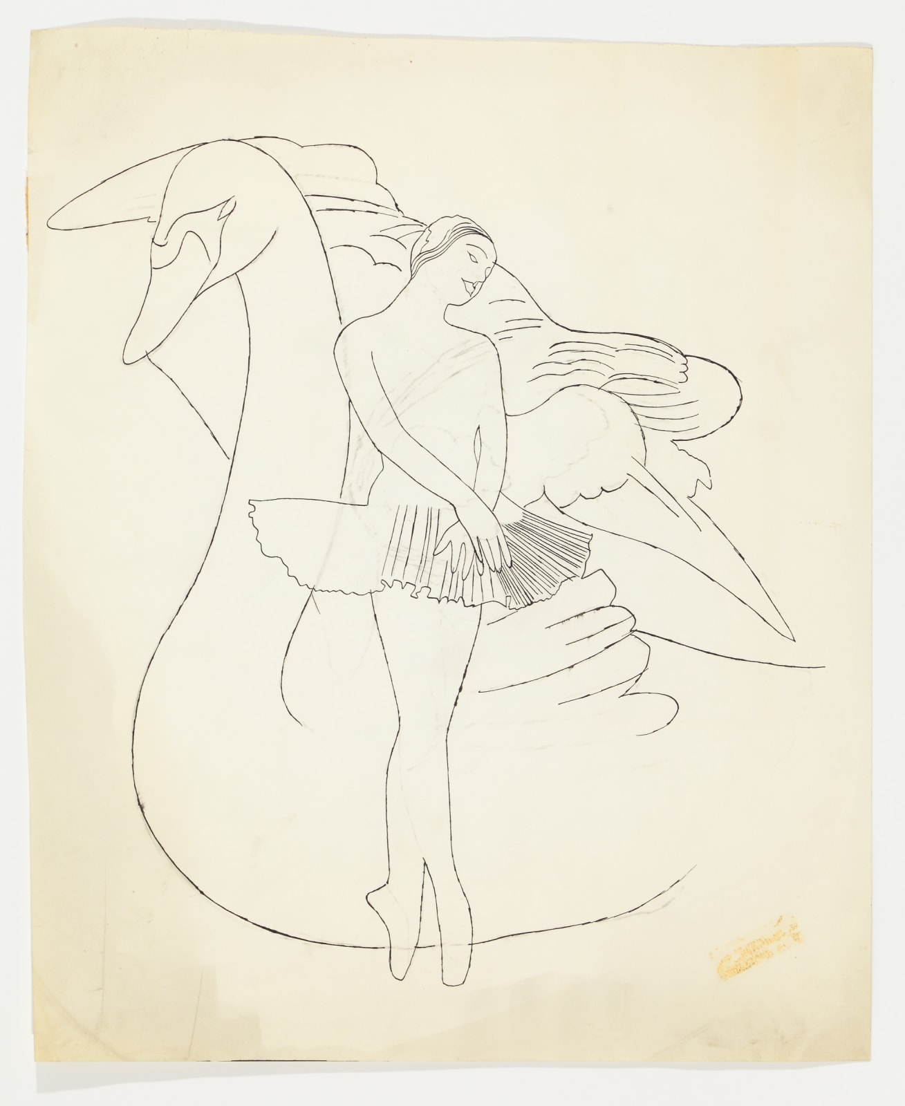 Andy Warhol, Female Ballet Dancer and Swan, c. 1955