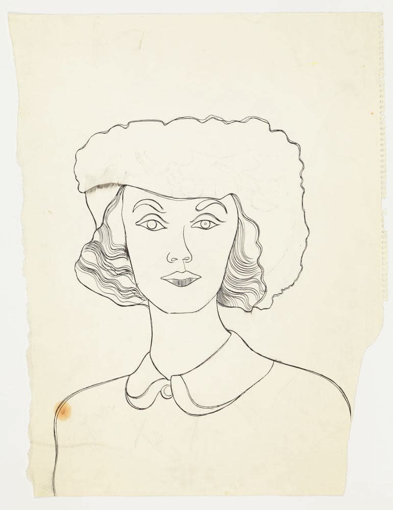 Andy Warhol, Female Head in Flowered Hat, c. 1957 - 1958