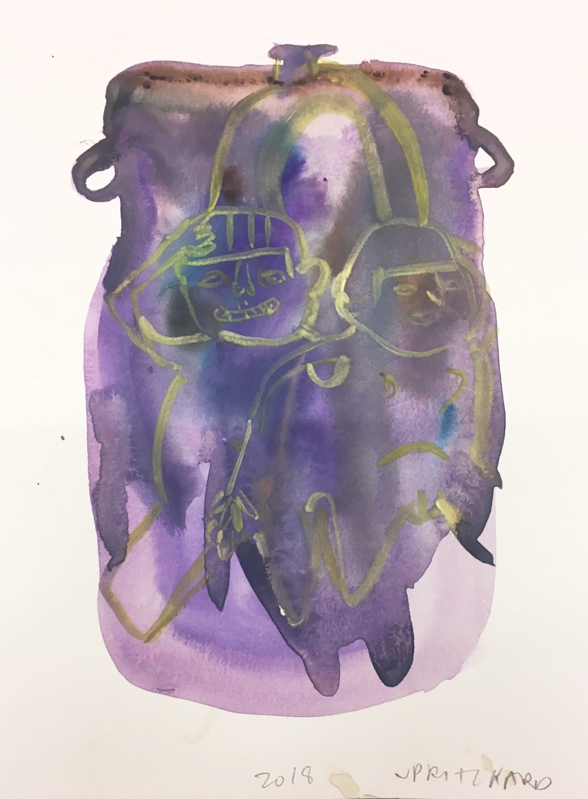 Francis Upritchard, Purple Two Figure Pot, 2018