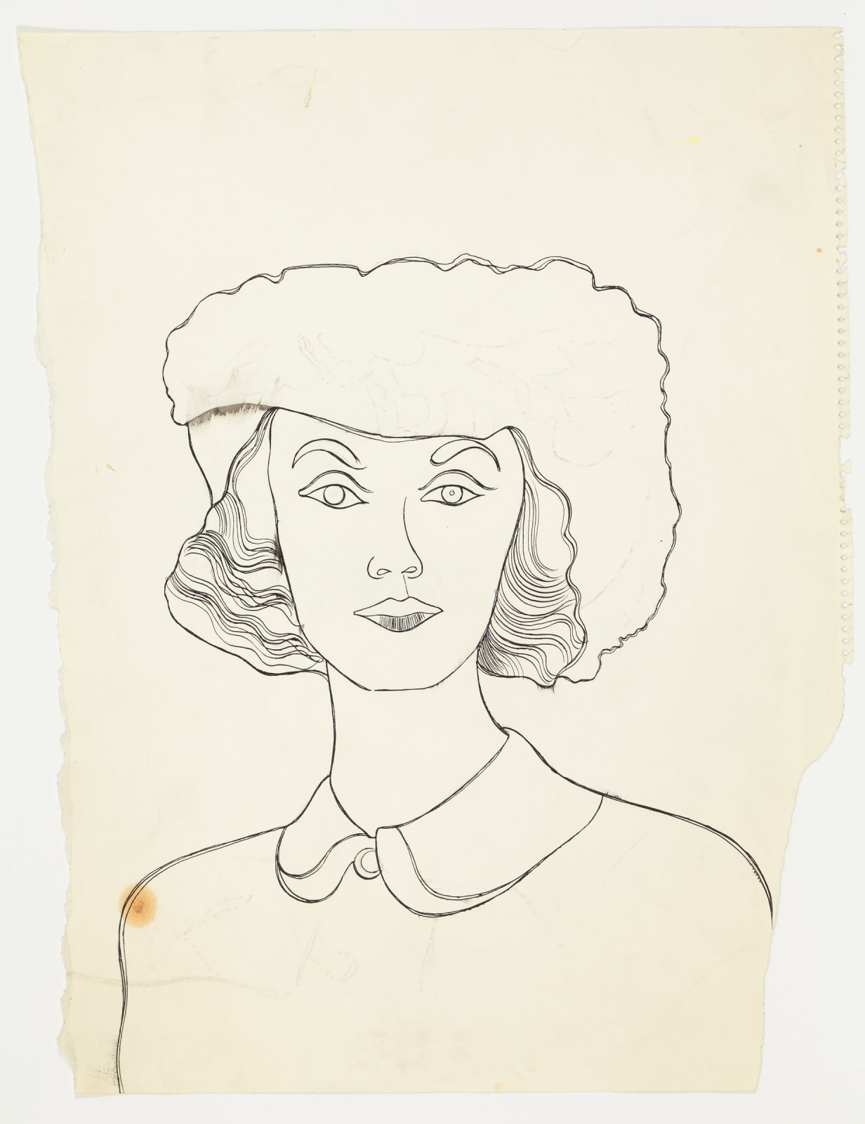 Andy Warhol, Female Head in Flowered Hat, c. 1957 - 1958