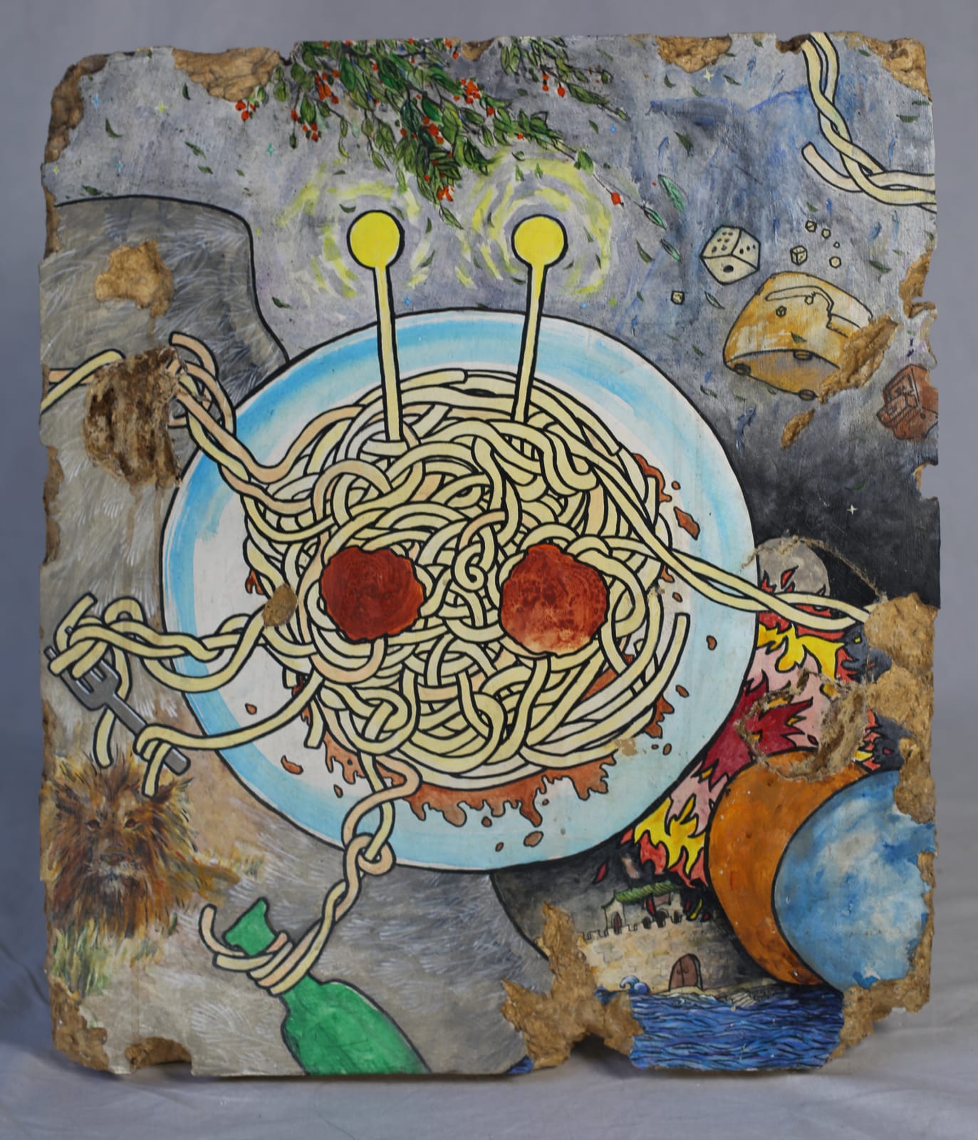 高洁 GAO Jie, 飞天意面神(树叶) Flying Spaghetti Monster(Leaf), 2022