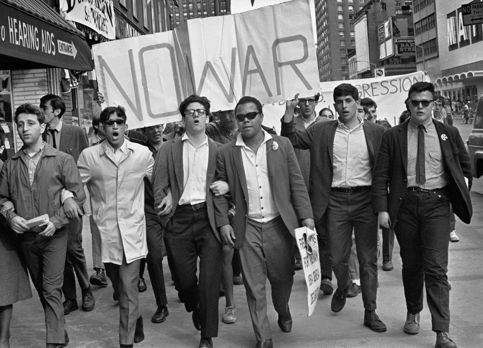Builder Levy, NO WAR, near Union Square. NYC, May 1, , 1965