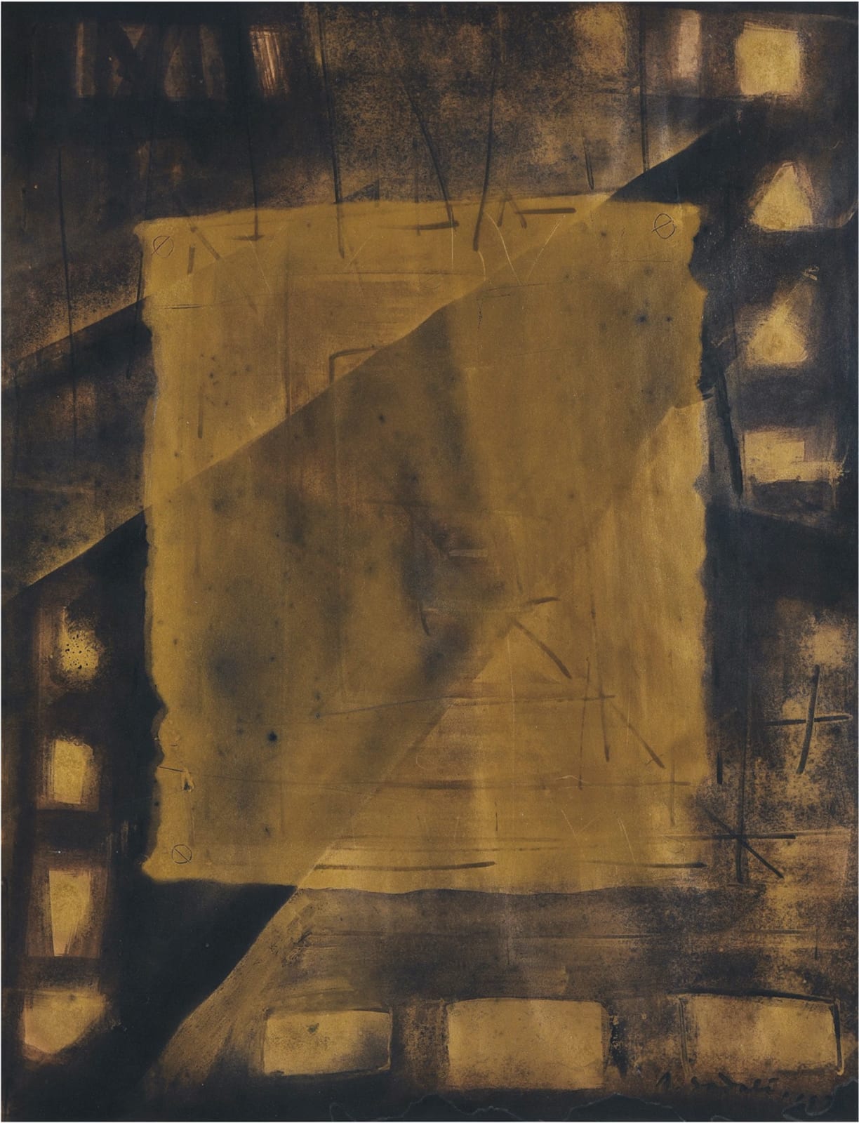 Ahmad Sadali, Komposisi Bidang dan Noktah Emas (Composition of Forms and Remnants in Gold), 1975