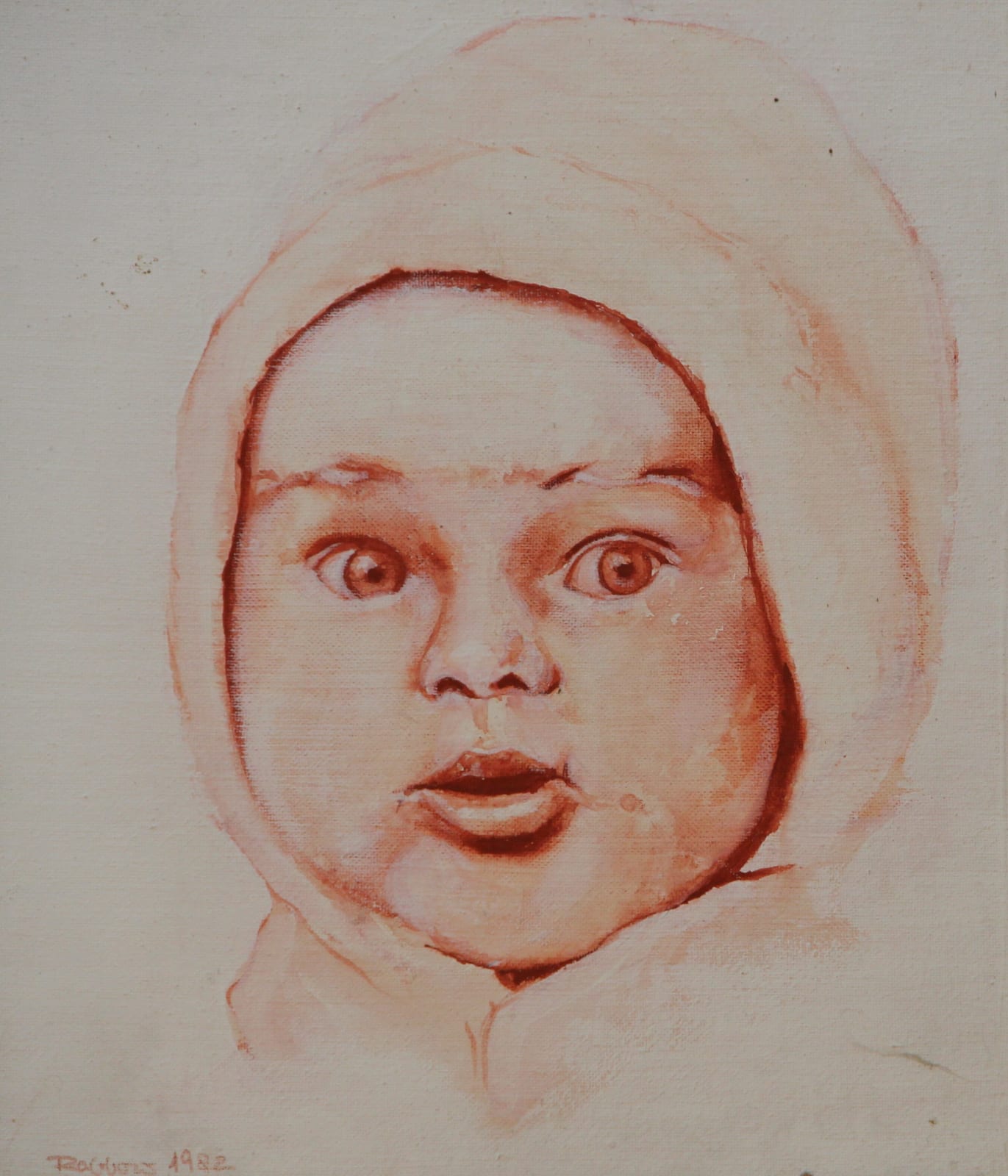 HEINZ RABBOW, OFFSPRING HAPPINESS - RED CHALK DRAWING