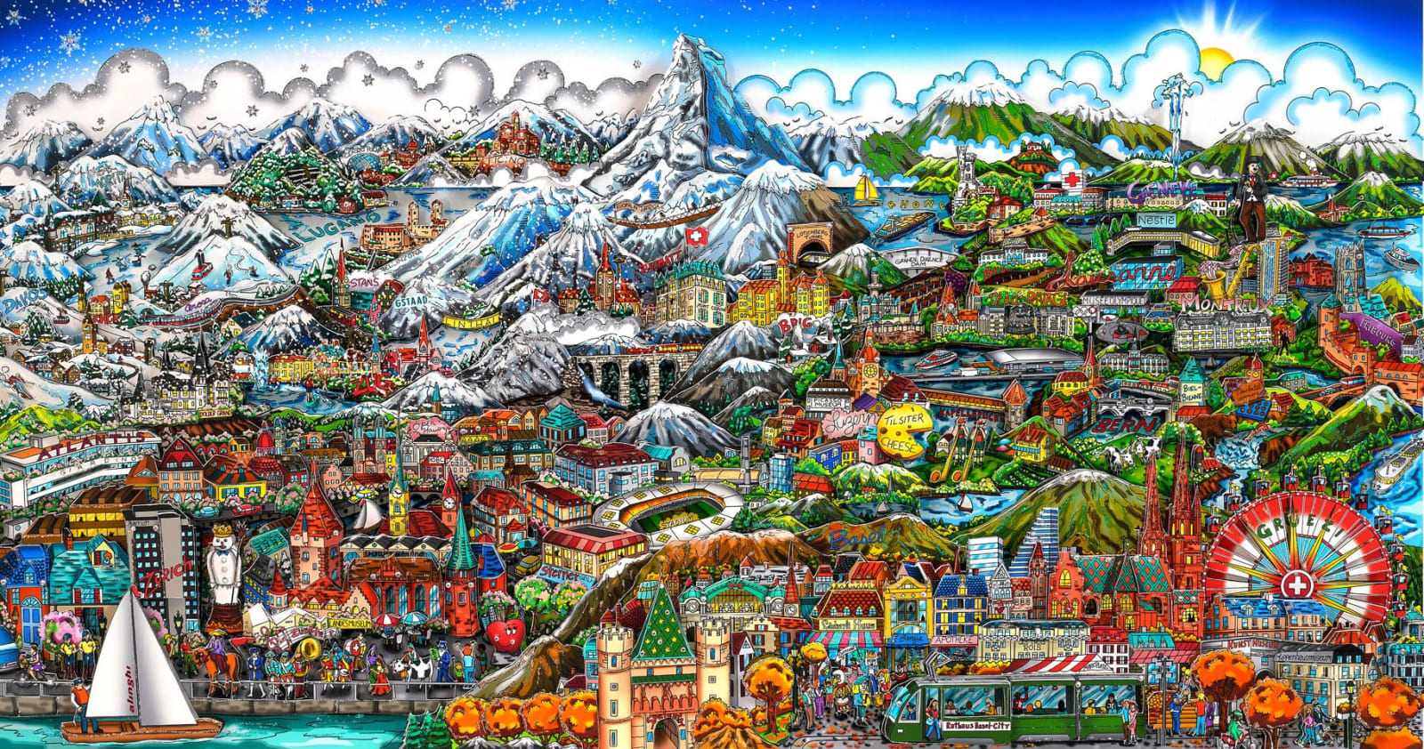 Charles Fazzino, Seasonally Switzerland