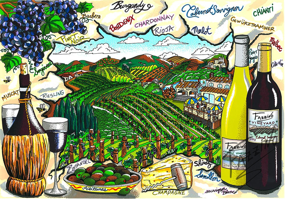 Charles Fazzino, A testing in wine country DX