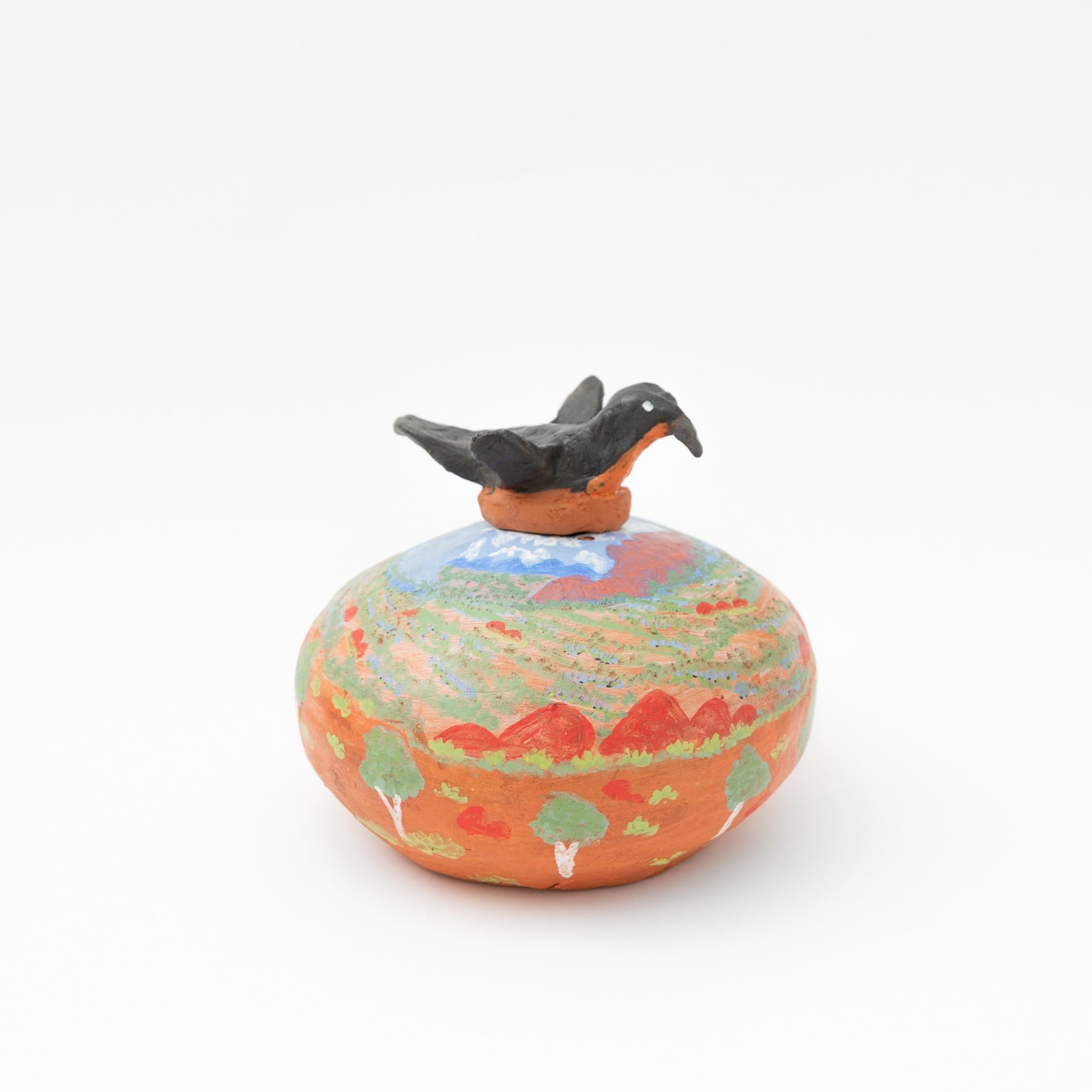 Hermannsburg Potters, Anita Ratara Mbitjana – Tuakitja (Grey-Cowned Babbler), 2023