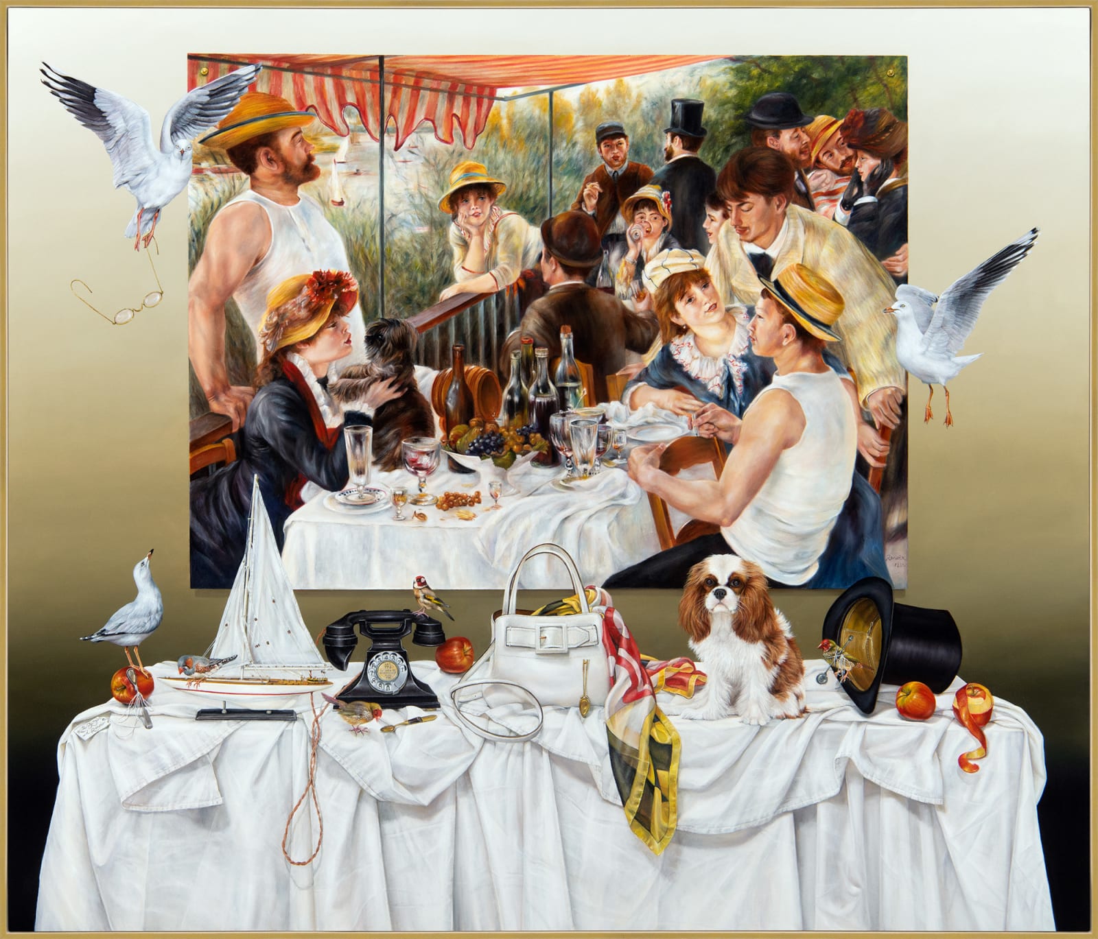 Kate Bergin, Tourists of the Beautiful Age (Featuring Pierre – Auguste Renoir's Luncheon of the Boating Party, 1880 – 81), 2023