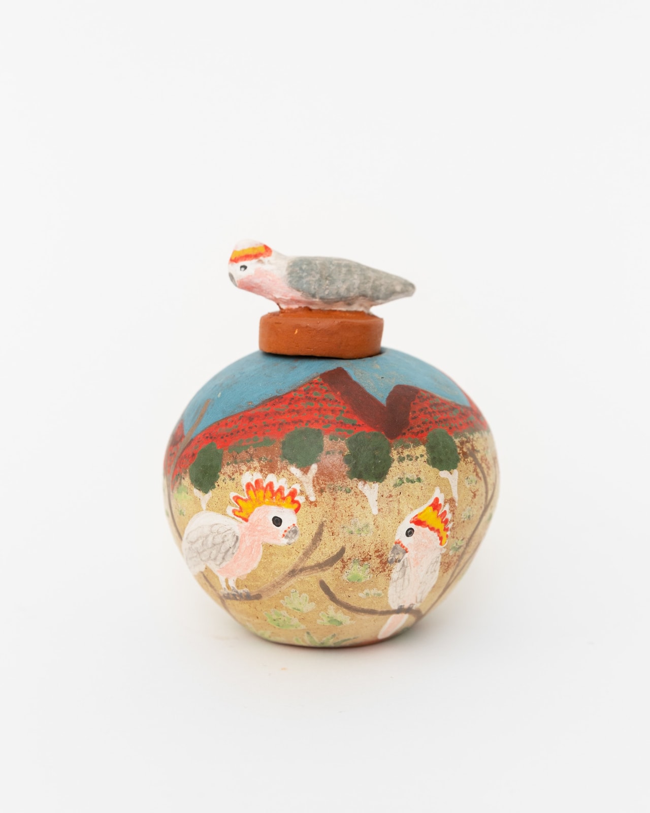 Hermannsburg Potters, Alizha Panangka Coulthard – Kakalhalha (Major Mitchell's Pink Cockatoo), 2023