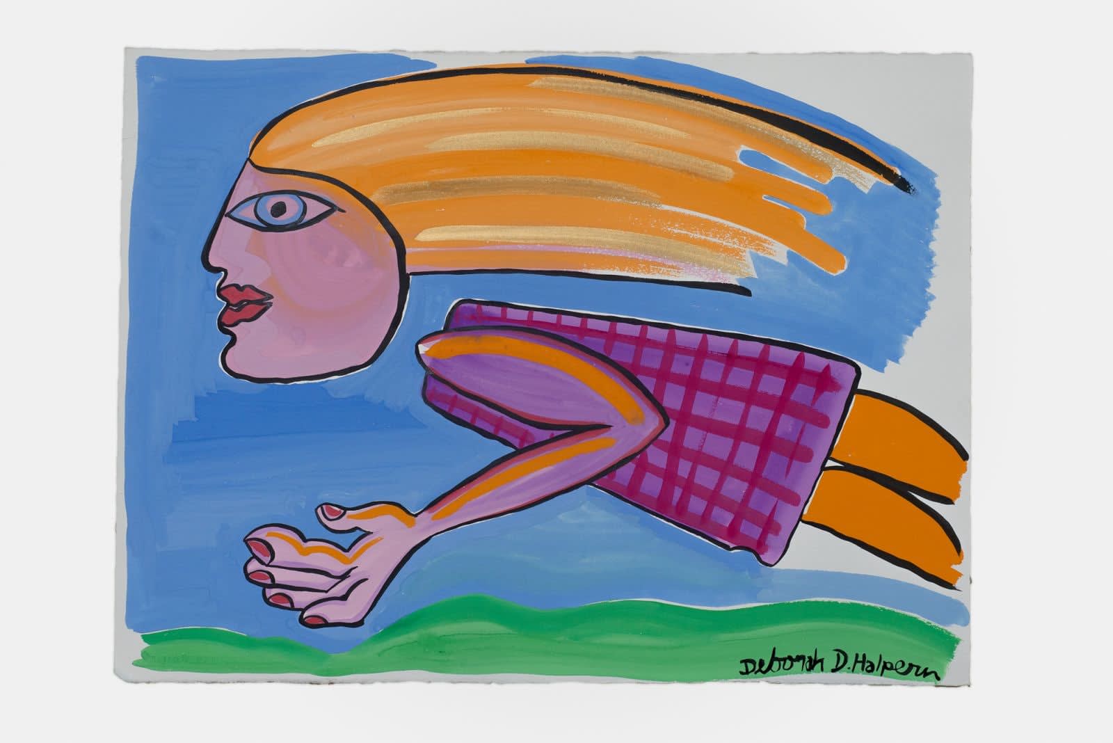 Deborah Halpern, Flying Girl in Chequered Dress, 2017
