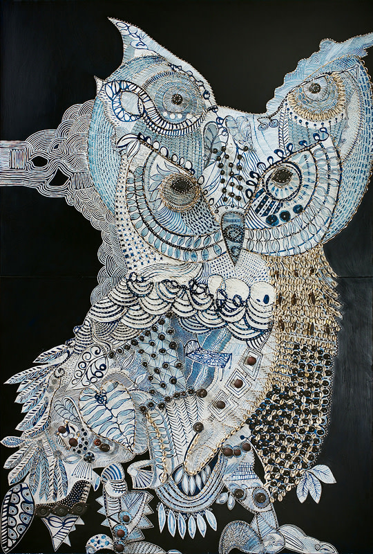 Joshua Yeldham, Owl of Blue Taro – Pittwater, 2010