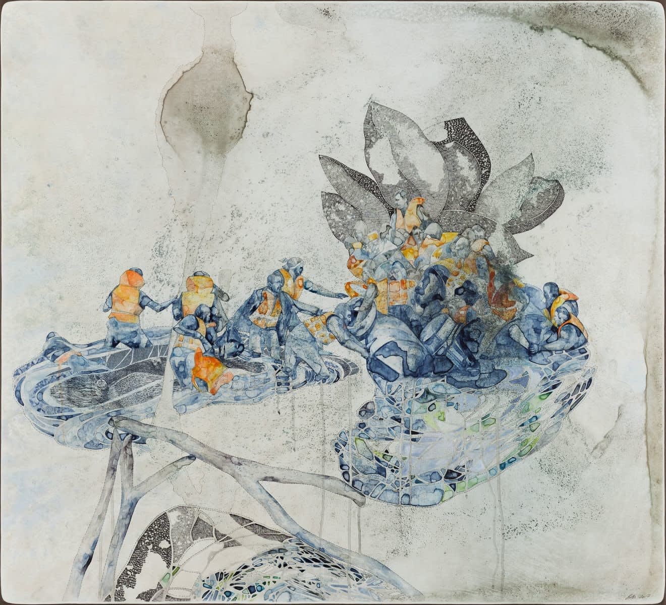 Belinda Fox, Tapestry X (Group in Sea II – After Guston), 2017